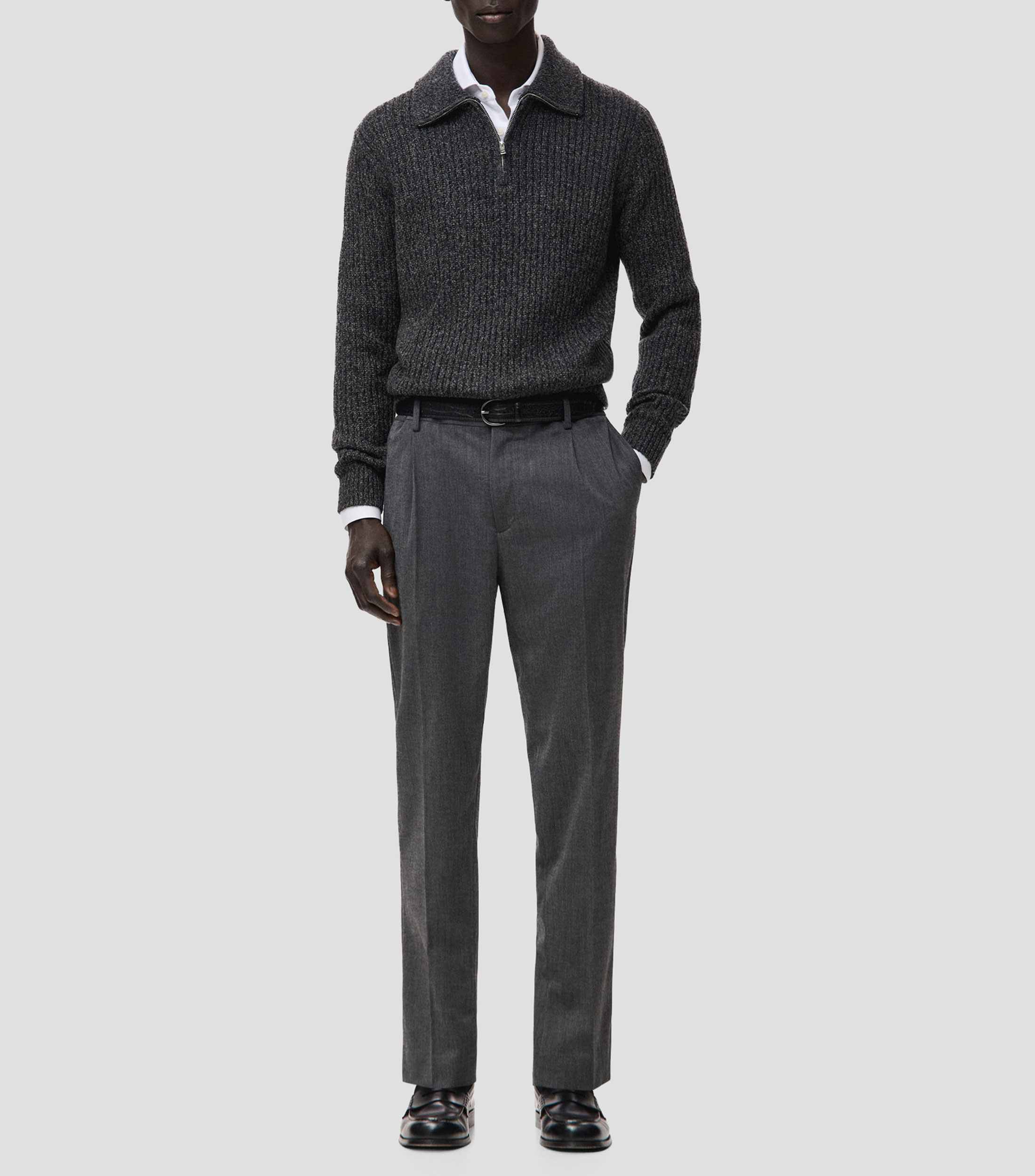 Suéter cuello camisero Hombre